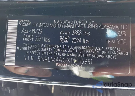 2023 Hyundai Elantra Sel z USA, uszkodzony, nr VIN 5NPLM4AGXPH115951